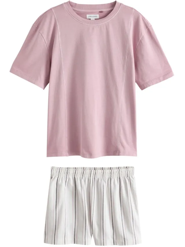Next Dames - Korte geweven pyjama met strepen - Paars