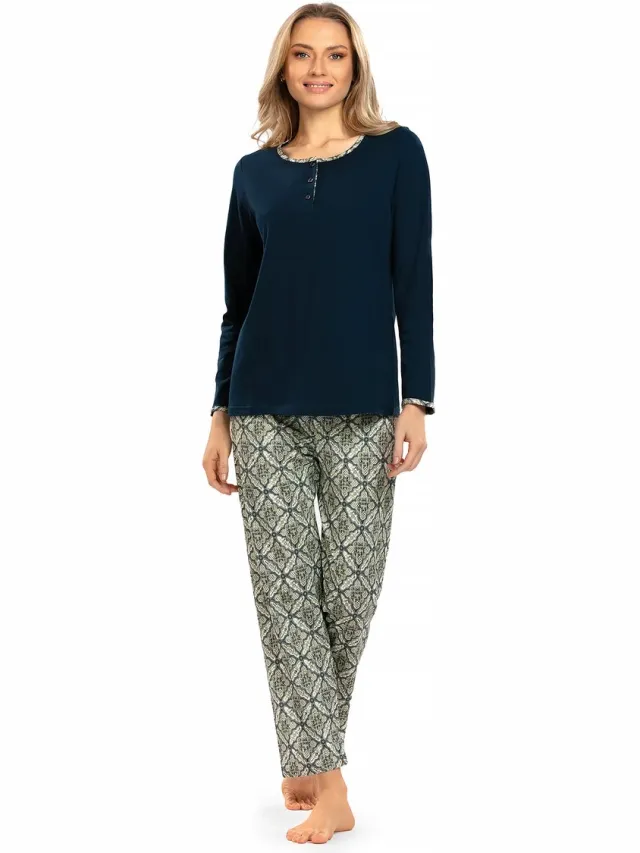 Comtessa Ascafa - Dames Pyjama - 100% Katoen - Donkerblauw