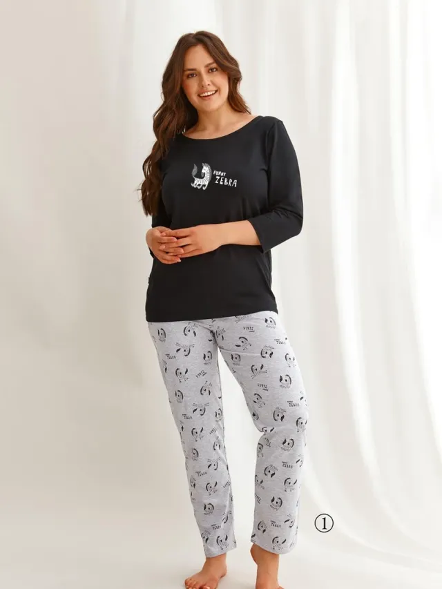 Taro Pyjama Vesta. Zwart multi
