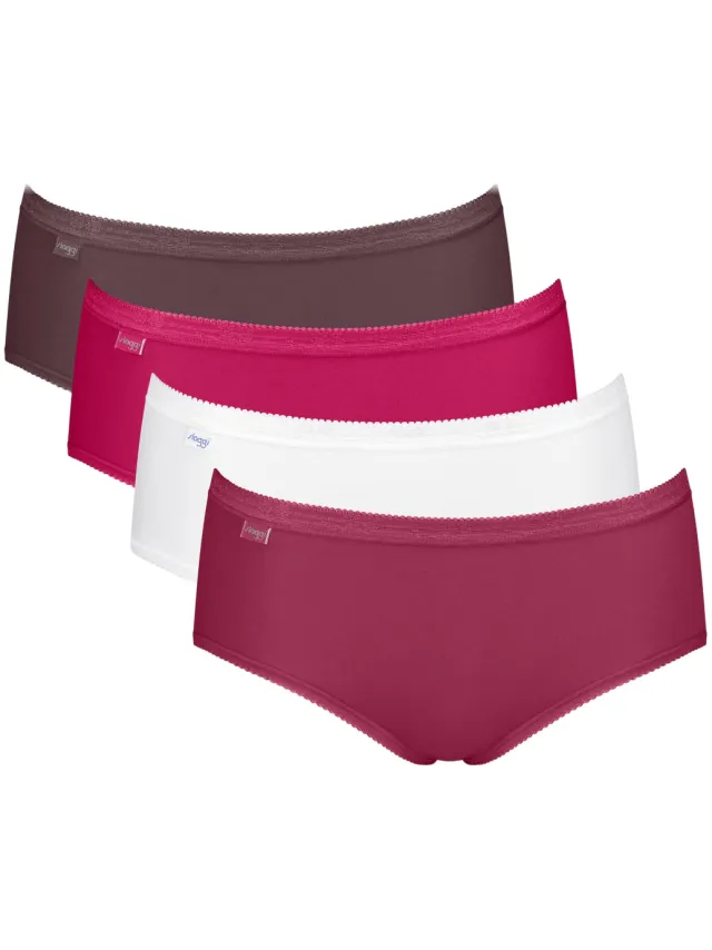 Sloggi Basic+ midi hipsters 4-pack rood/bruin/wit, foto 2