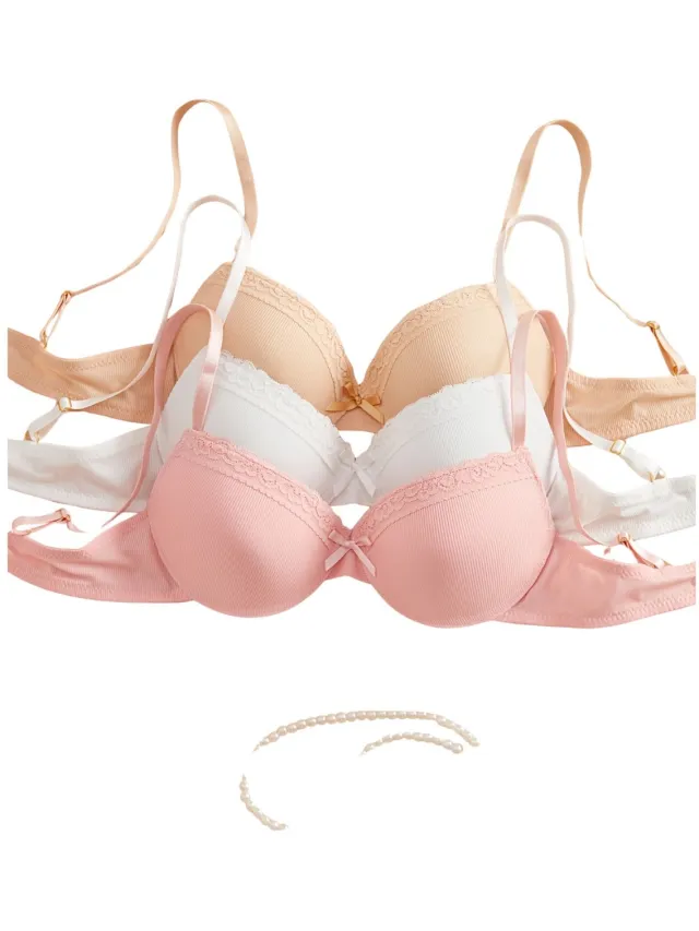 Currero BH Zonder Beugel - Strapless - Zonder Bandjes - Met Voorsluiting - Push-up Bh's - Comfort Beha - Comfortabel - Grote Sluiting - Wit Plus Roze Plus Abrikoos