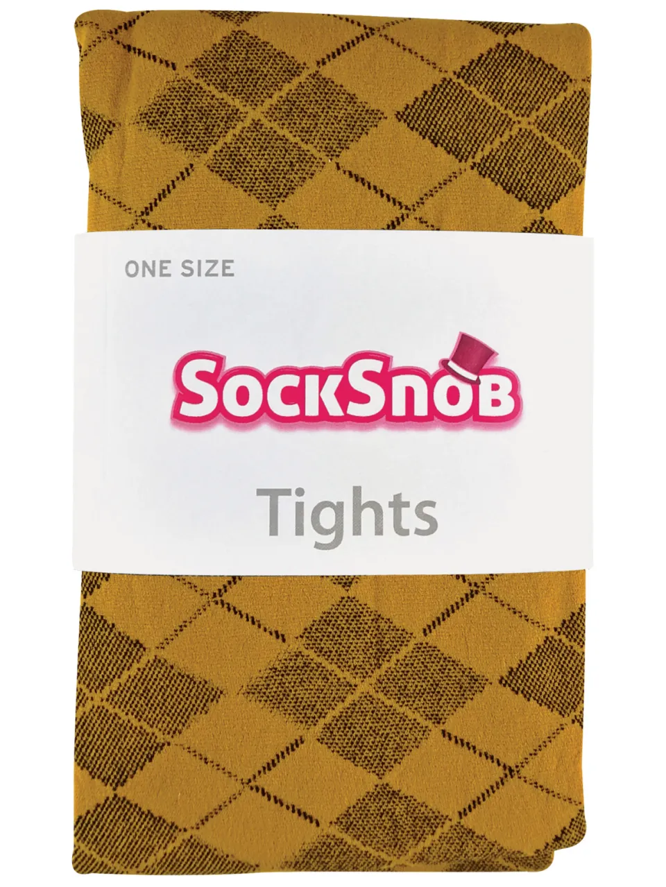 Sock Snob Dames80 denier ondoorzichtig patroon panty's - Argyle Mostard mosterdgeel, foto 2