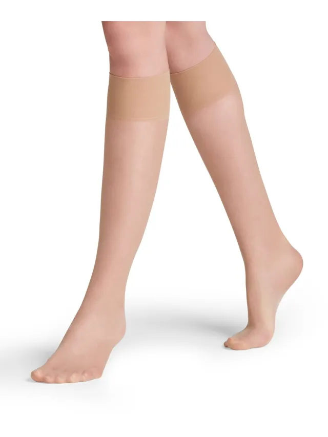 Falke Seidenglatt eenkleurig materiaal Sheer 15 DEN kniekousen dames transparant-38 beige 4409