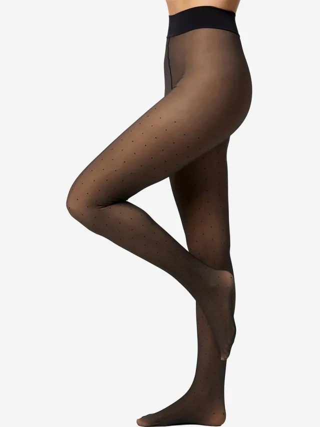 nur die Feinstrumpfhose Warm & Transparent Print Punktedesign