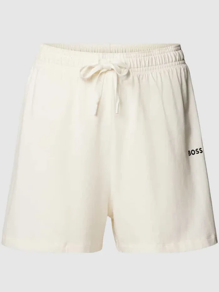 Boss Korte regular fit pyjamabroek met labelprint Wit