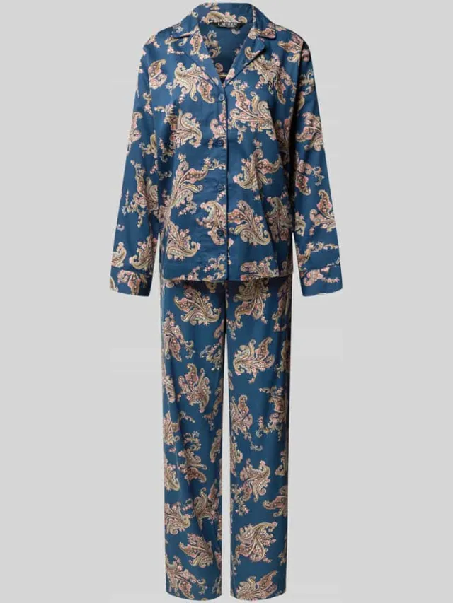 Lauren Ralph Lauren Regular fit pyjama-set van katoen- en viscosemix Donkerblauw