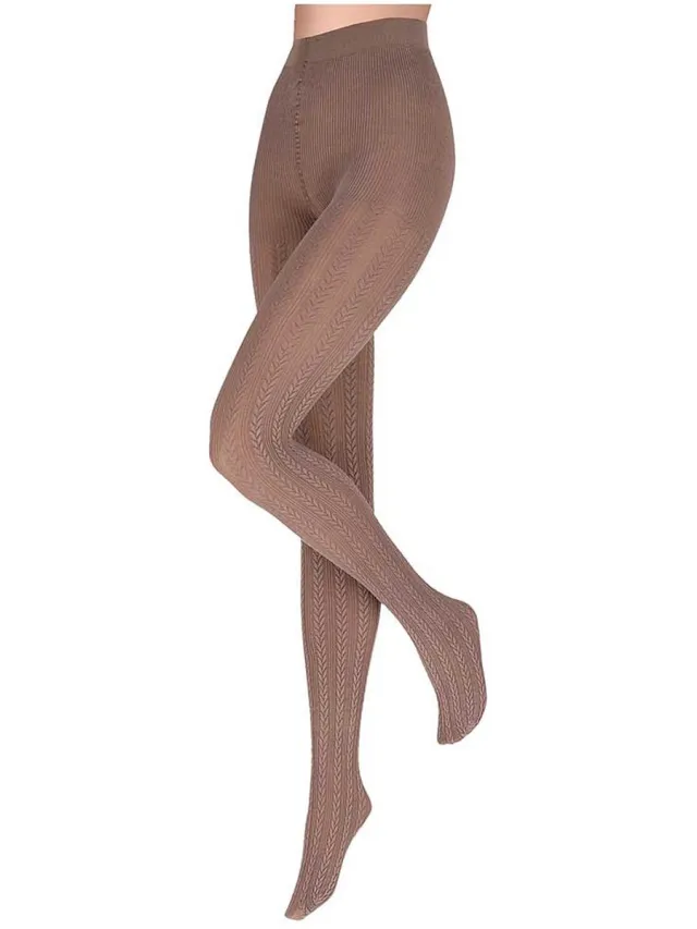 morethansocks Dames Panty - Kabelstructuur - Maat S t/m XXL - Panty's - Kousenbroek dames - Hoge kwaliteit panty bruin