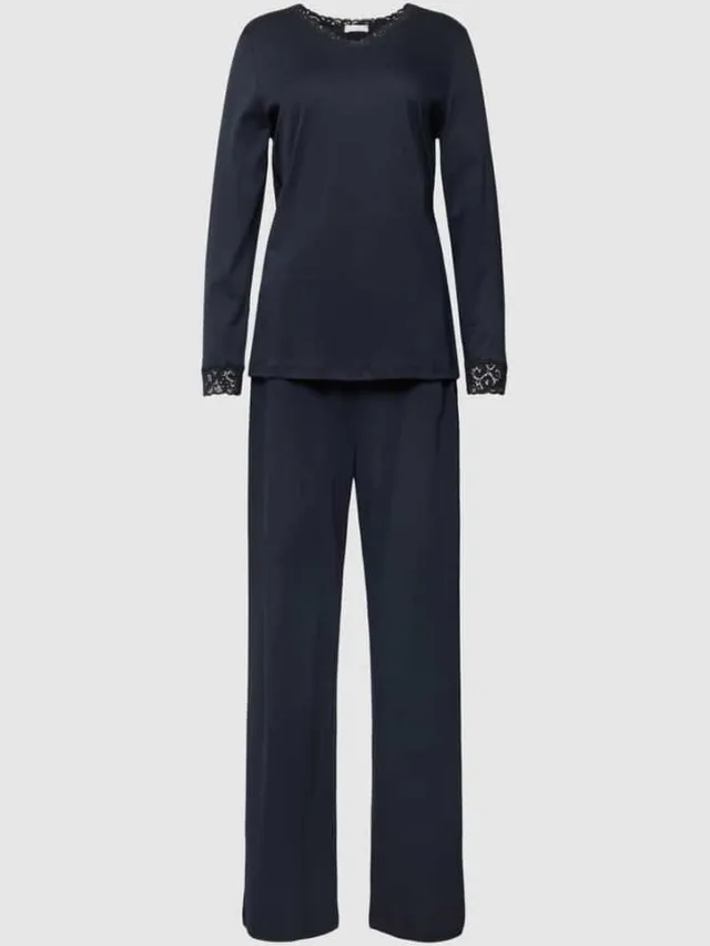 Hanro Pyjama met kant Zwart