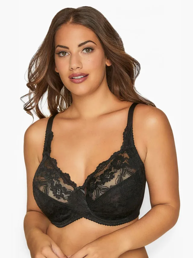 Yours Kanten Stretch Bh Met Beugel In Zwart Bestsellersize Black