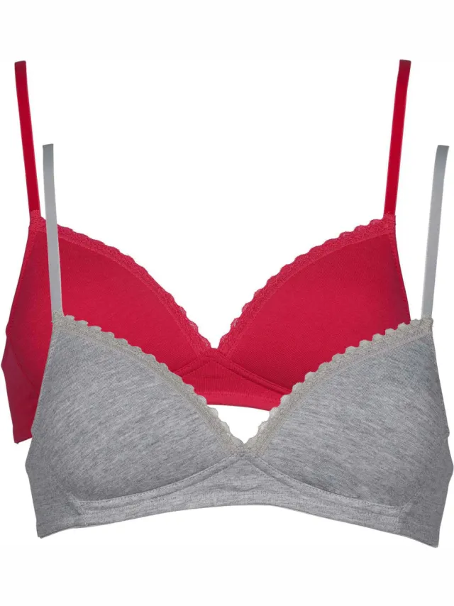 My Basic by After Eden bh zonder beugel set van 2 fuchsia/grijs