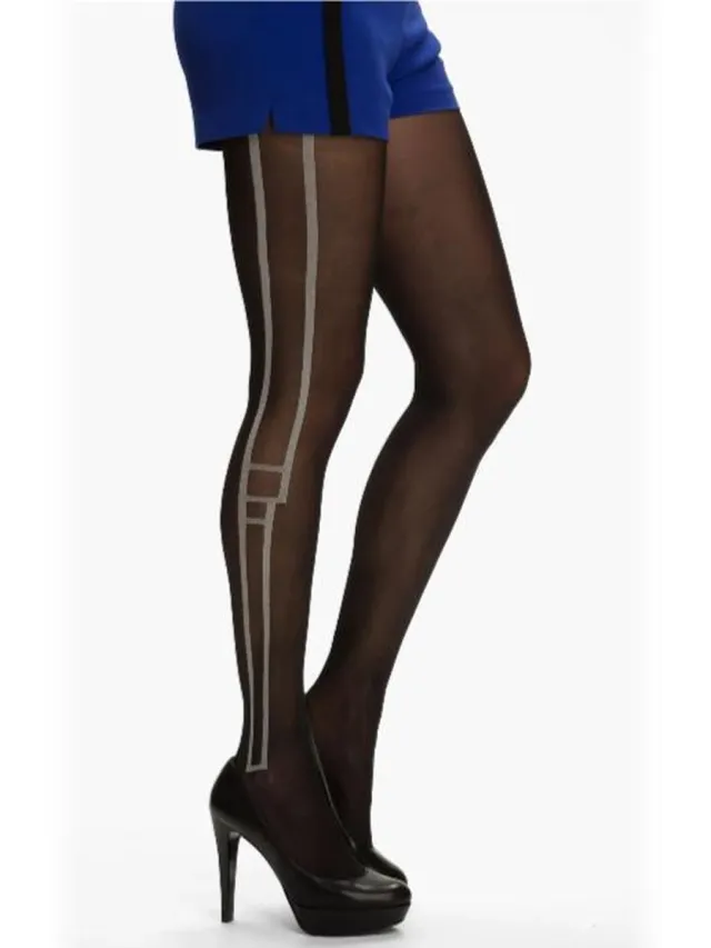 Pretty Polly Panty - Fashion - Retro Motief - One size - 36/42 - Zwart