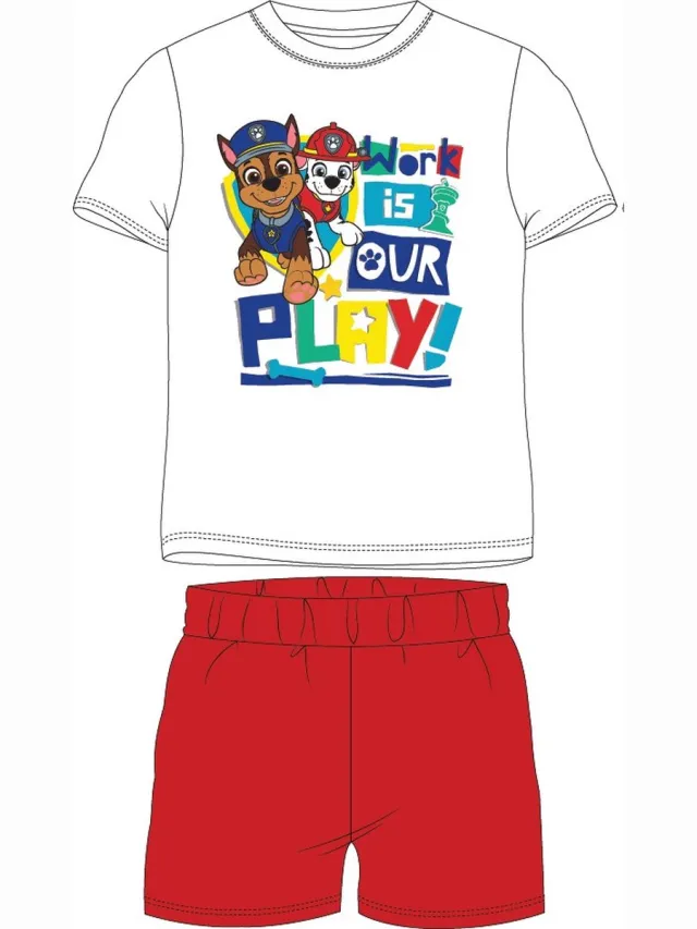 PAW Patrol shortama/pyjama work is our play katoen wit/rood Multi
