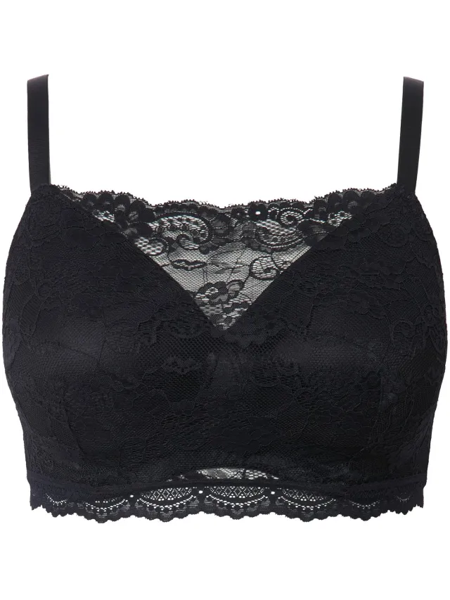 Ulla Popken Dames - Bralette zachte cups kant zonder beugel - Zwart