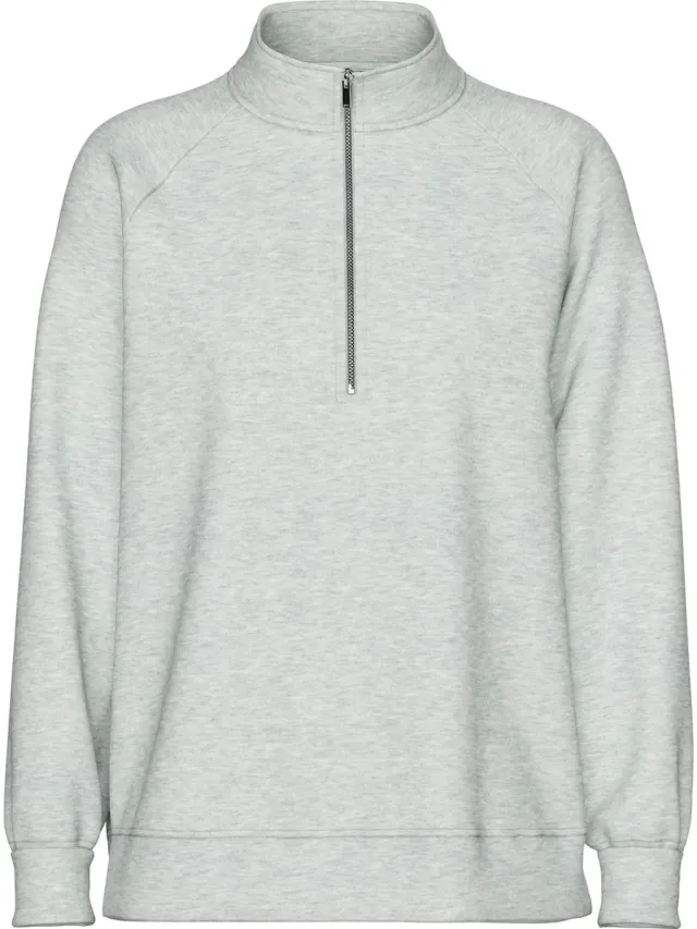 Pieces PCCHILLI Half Zip Sweater - Loungewear Top - Lichtgrijs /