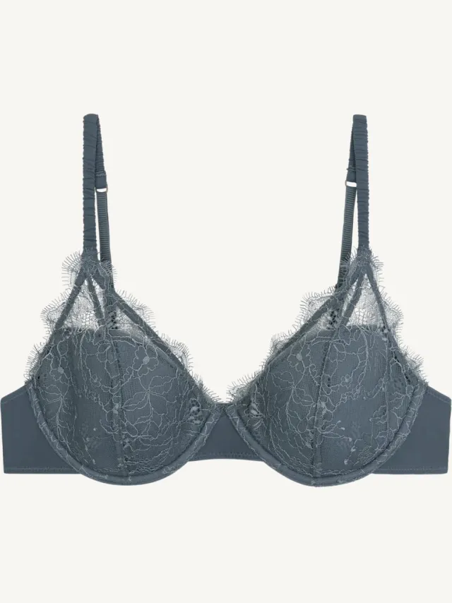 Love Stories Gwyneth - Voorgevormde Beugelbeha Grijsblauw – Luxe Kant BH met Optimale Ondersteuning - 85-100 B blauwgrijs