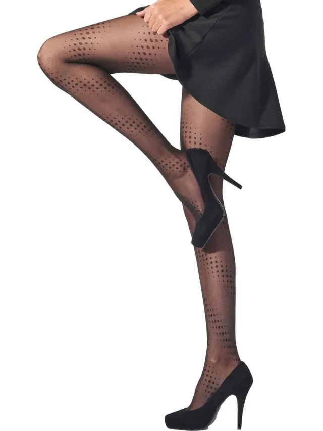 Pretty Polly Panty - Spiral Dot - One Size - 36/42 - Zwart