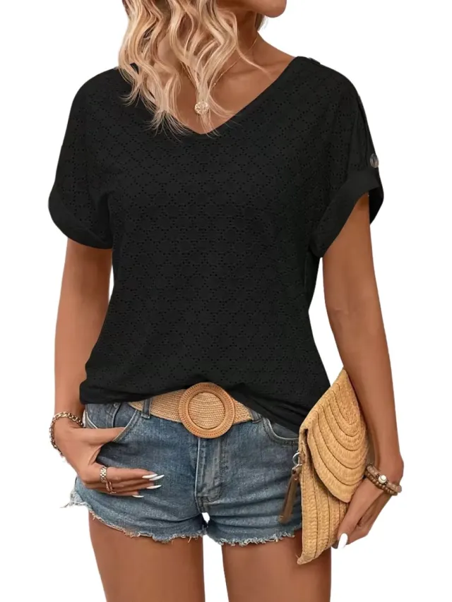 Currero Topje Dames - Top Kleding - Shirt - Blouse - Kort - Volwassen - Zwart