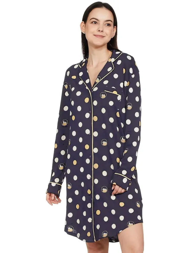 Marks & Spencer Marks and Spencer Womens Nachthemd van puur katoen in marine Marineblauw