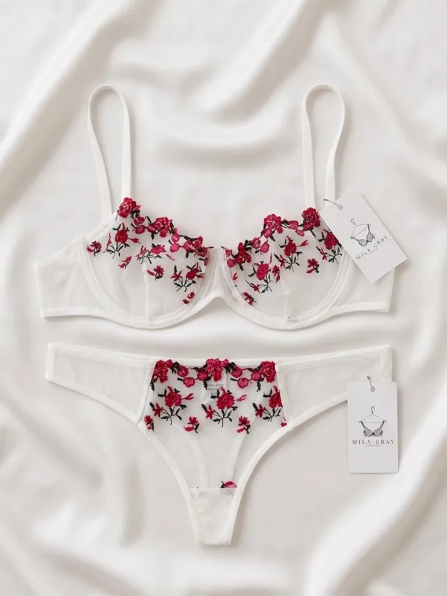 Mila Gray Rose Kanten Lingerieset Wit