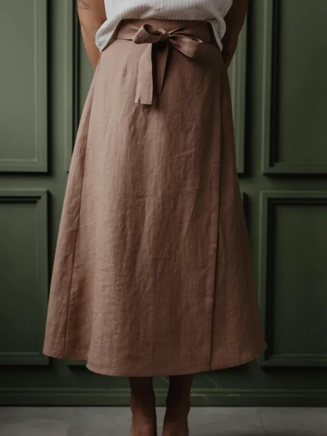 AmourLinen dames vegan Wikkelrok Iris Oudroze Lichtbruin