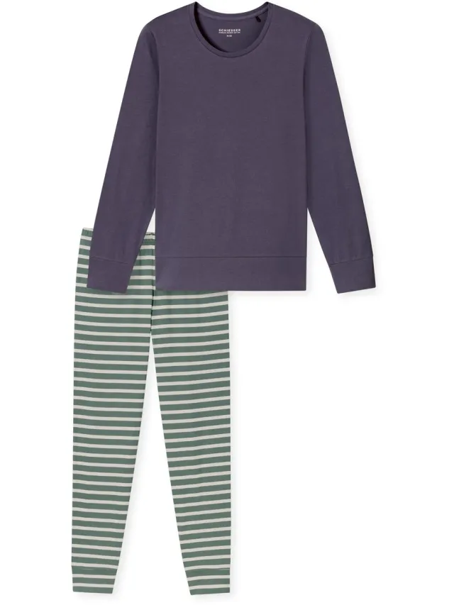 Schiesser Pyjama lang - Dames - Pyjamas indigo: indigoblauw