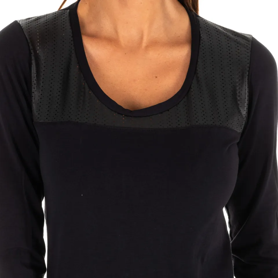 Rossoporpora DB750 dames t-shirt met ronde hals en lange mouwen outdoor zwart, foto 2