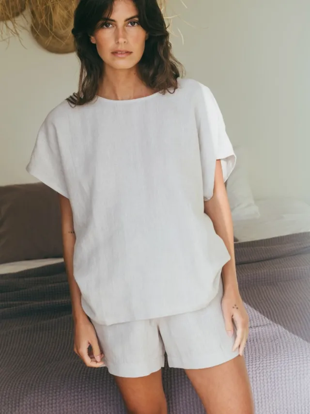 AmourLinen dames vegan Pyjamaset Cloud Nine Crème