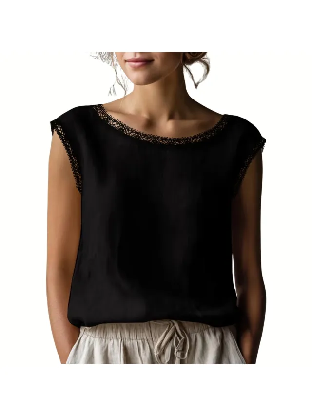 Currero Topje Dames - Top Kleding - Shirt - Blouse - Kort - Volwassen - Zwart
