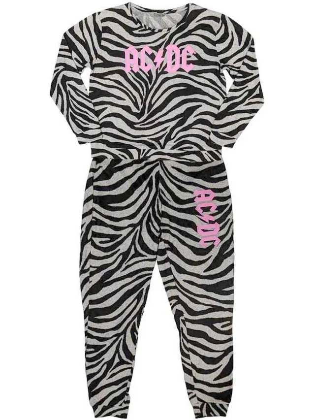 AC/DC Logo Pyjama - L - Zwart/Grijs