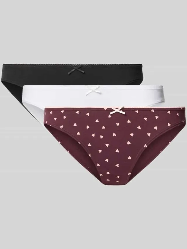 Jake*s Casual Slip van katoenmix in set van 3 Prune