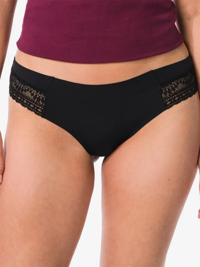 HEMA Dames brazilian micro met kanten inzet zwart
