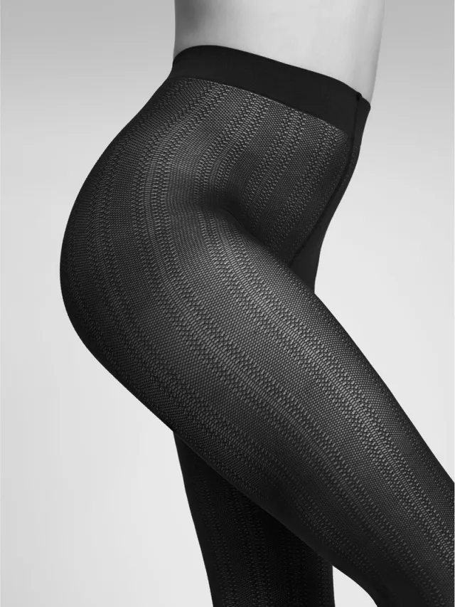Camano , Ajour-structuur, elegantie, modieuze panty Ajour 40 DEN, comfort. black