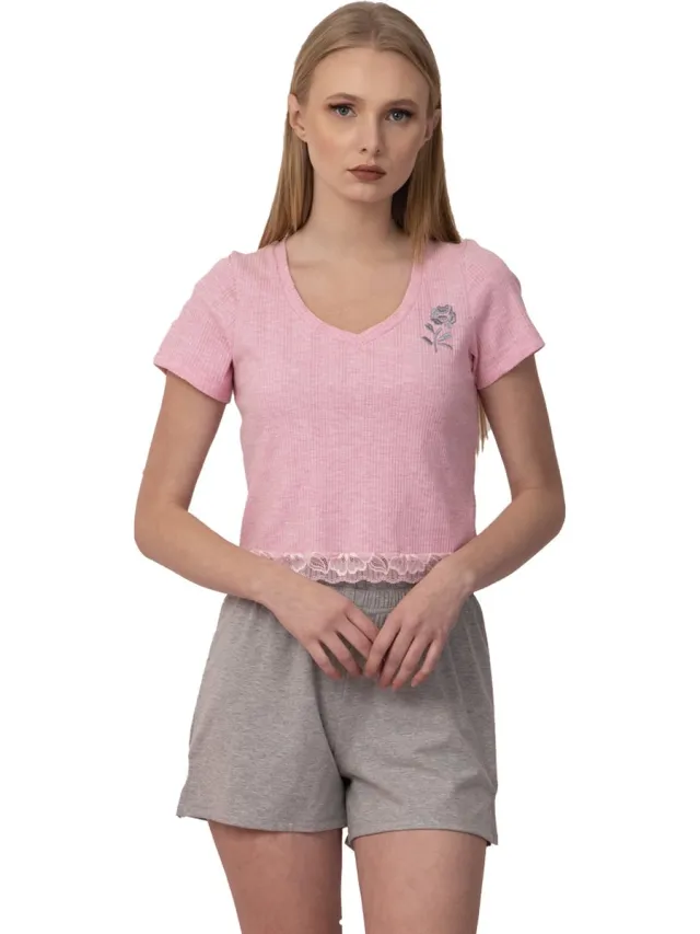 Vanilla Flower dames pyjama - Pyjamasets - Egyptisch katoen - PJ8916 - Roze