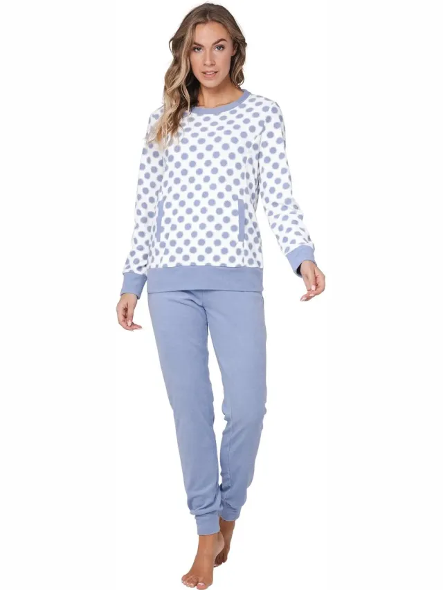 Pastunette Blue Fog - Pyjama/Huispak - Badstof - Wit/Blauw