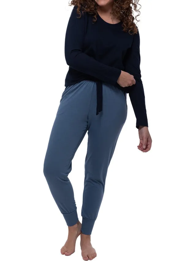 Ammann Dames pyjama Night & Home blauw