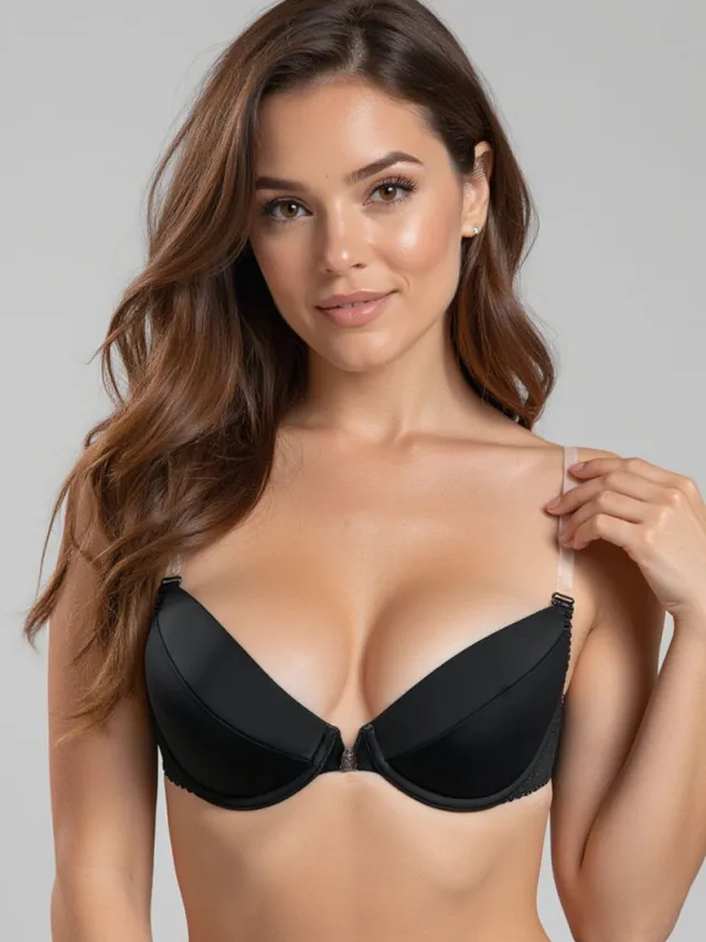 Vivisence eve 1012 push-up bh dames transparant rugloos uitneembaar patroonloos eu, zwart, 85b