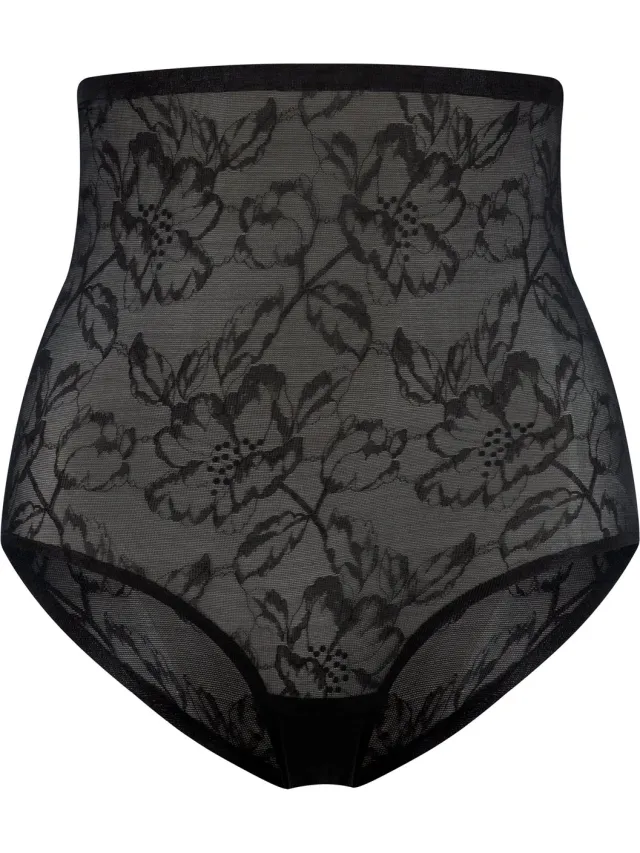 Bye Bra Kanten Corrigerende Slip met Hoge Taille Zwart