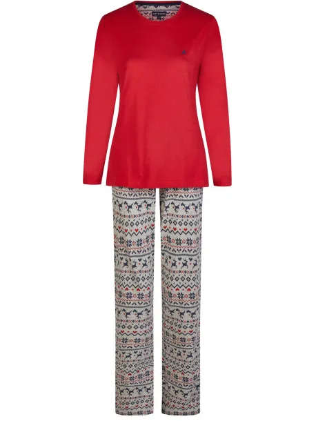 happy shorts Dames kerst pyjama set met print norway Rood