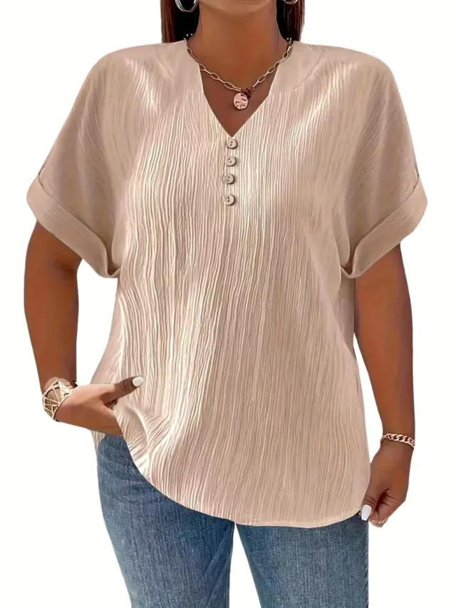 Currero Topje Dames - Top Kleding - Shirt - Blouse - Kort - Volwassen - Khaki 1XL