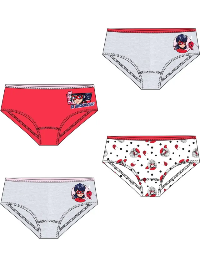 Miraculous Ladybug onderbroek - set van 4 - Grijs/Rood/Wit