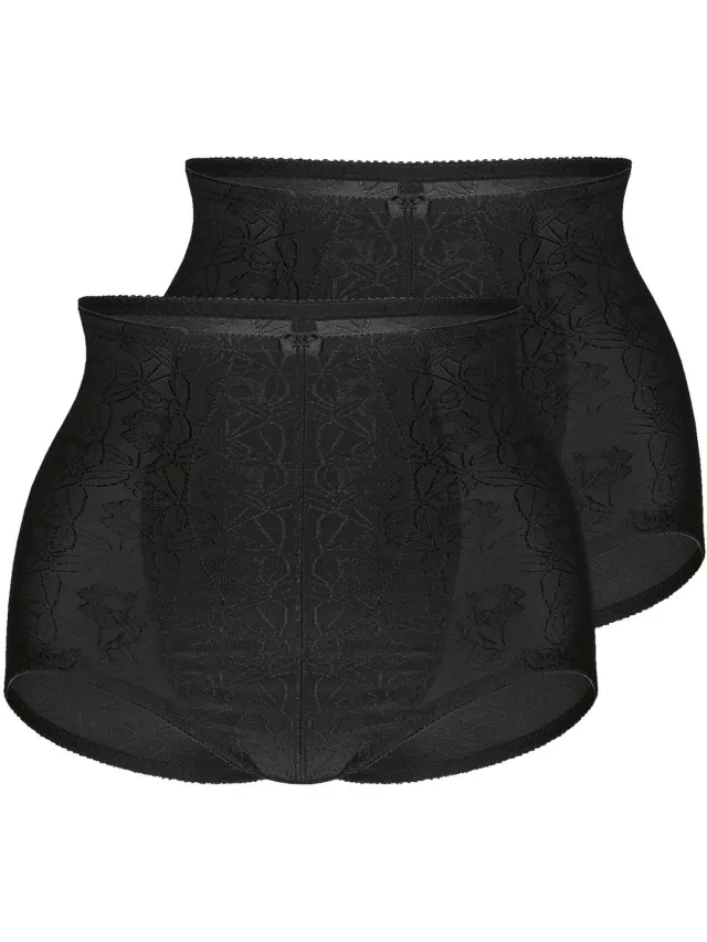 Sassa Verpakking van 2 stuks corrigerende slipjes SHINY JACQUARD Zwart