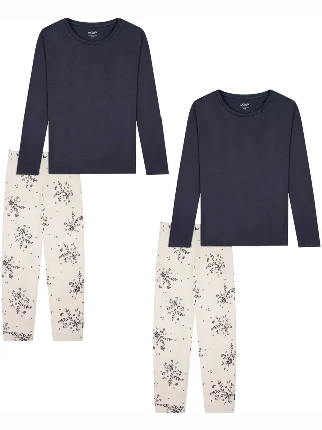 Uncover by Schiesser Schlafanzug Nightwear Blauw/grijs