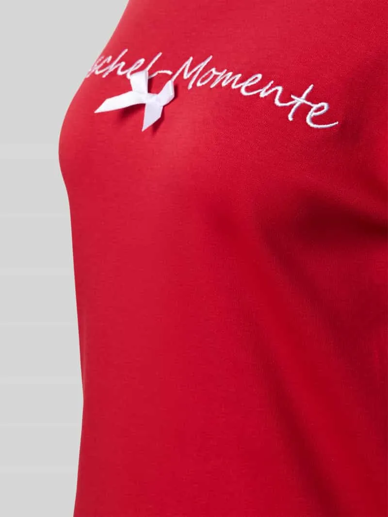 LOUIS & LOUISA straight fit nachthemd met statement-stitching model 'Kuschel-Momente' rood, foto 2