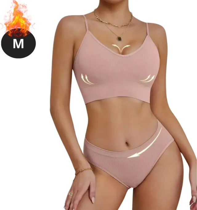 Nivard Lingerie Set Zonder Beugel - Zonder Bandjes - Push-up Bh's - Comfort Beha - Comfortabel - BH - Roze