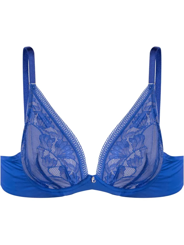 ESOTIQ Nathalie 41405 - Zachte Beha voor Grote Maten 65F - Verlengd Kant & Optimale Ondersteuning - Blauw