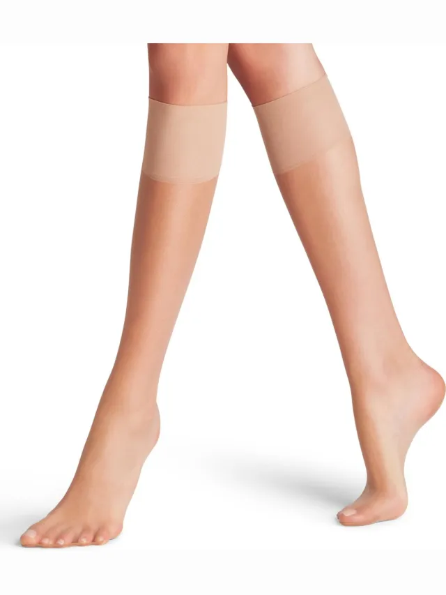 Falke Shelina eenkleurig materiaal transparant 12 DEN kniekousen dames transparant-38 beige 4699