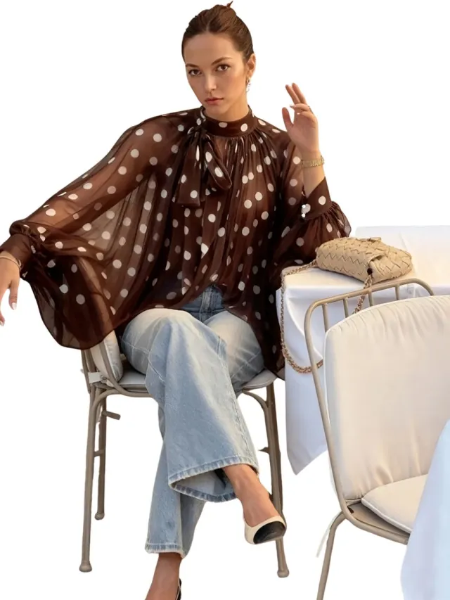 Currero Topje Dames Polkadots - Mouwloze Top - Singlet - Kleding - Shirt - Blouse - Kort - Volwassen - Donkerbruin