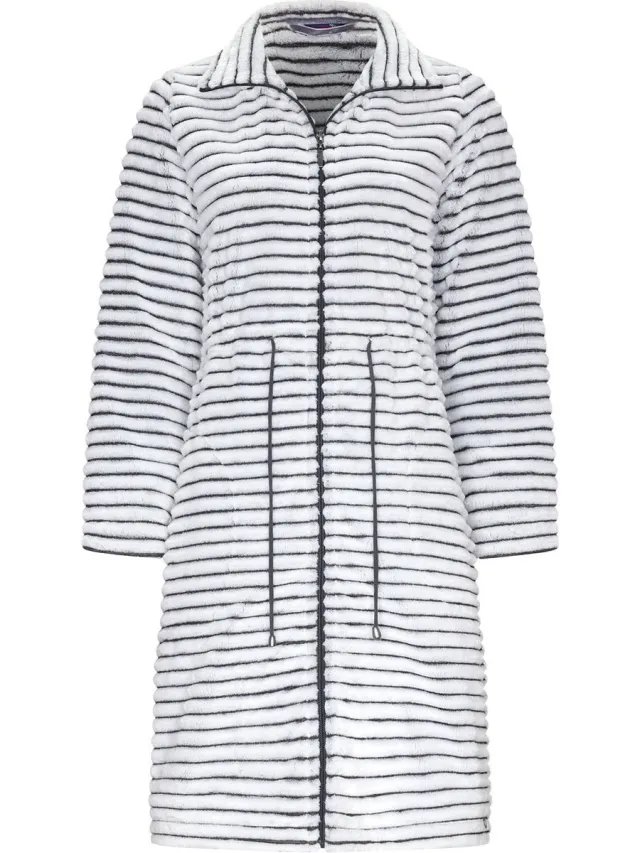 Pastunette Fleece kamerjas met strepen Rosanna - Grijs - Maat