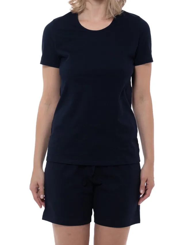 Ammann Dames pyjama kort Cotton nightblue