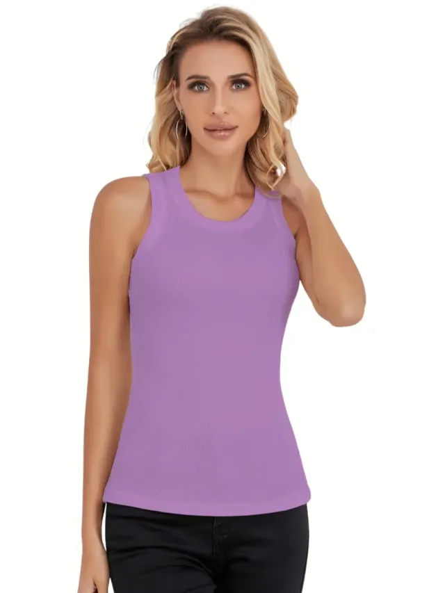 Currero Topje Dames - Top Kleding - Shirt - Blouse - Kort - Volwassen - Paars